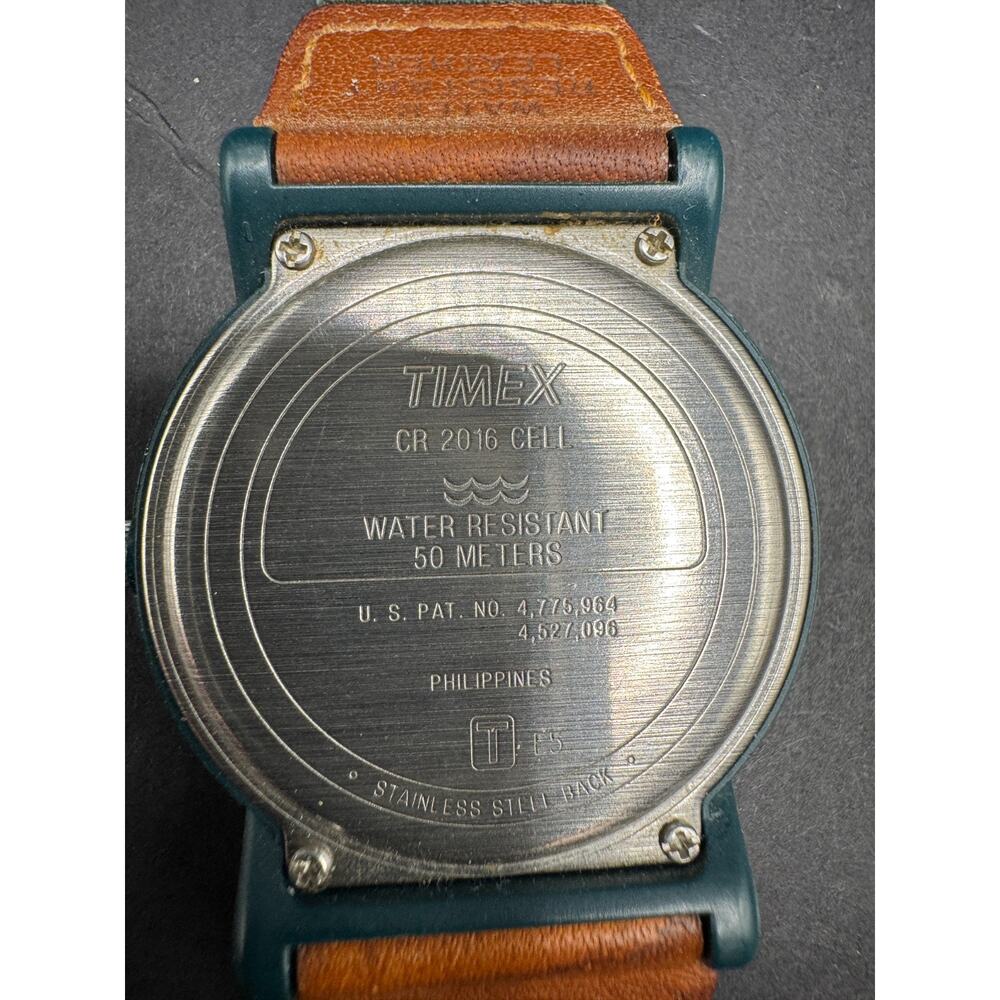 Vtg Timex Expedition Indiglo WR 50 Green Case & Nylon Band 36.7mm Watch - Picture 8 of 9